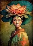 Póster de papel de arroz de mujer asiática, 29,21 x 40,64 cm, 1 póster artístico de...