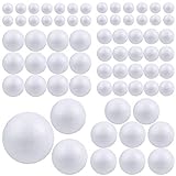 Pllieay 88 bolas de espuma blanca de 6 tamaños, bolas de poliestireno para manualidades,...