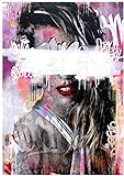 HHLSS Impresión de Pared 60x80cm sin Marco Belleza Chica Moda Graffiti Cubierta póster e...