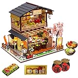 September-Eur ope -DIY 1:24 Montado a Mano Estilo Japonés Sushi Shop Miniatura de Madera...