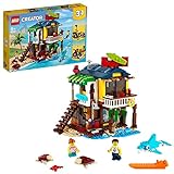 LEGO 31118 Creator 3en1 Casa Surfera en la Playa, Barco o Avión Biplano, Juguete de...