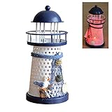 Metal Mediterráneo estilo mar Faro forma de color cambiante LED linterna lámpara de luz...