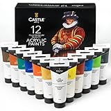 Castle Art Supplies Set de 12 Tubes de Peinture Acrylique de 75 ml | Économique pour...